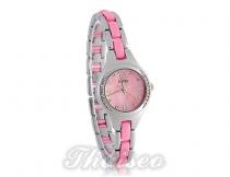 Uhr Damen - modische Damen Armbanduhr analog - Edelstahl Band rosa silber